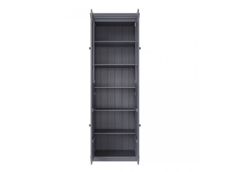 Estante Biblioteca 220 cm com duas portas de madeira e duas portas de vidro na cor cinza | Coleção Biblioteca